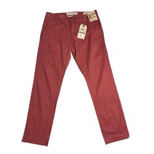 NWT Tailor Vintage Mens Slim Fit Stretch Fabric Chinos Pants. Canyon Red S 32X30